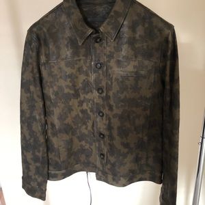 JOHN VARVATOS Mens Camo Leather Jacket